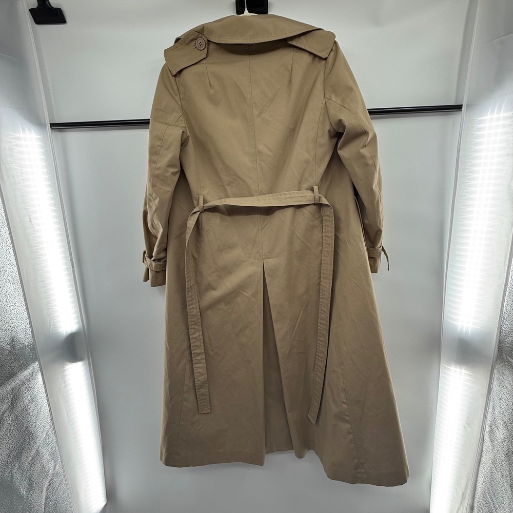 Vintage Schlampf's Elliott Bass Trench Coat Womens 8 Tan Belted Wool Lined - Picture 10 of 12